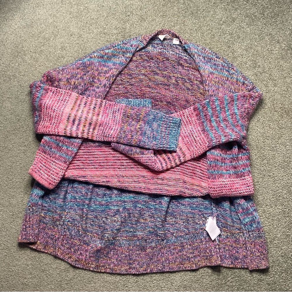 GAP Pink and Blue Women's Open Front Cardigan